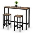 thumbnail image 1 of Giantex 3 Piece Bar Table Set, Pub Height Dining Table Set w/Counter Height Backless Stools, 39.5" Bar Table with 2PC 28" Bar Stools, Breakfast Table Set for Pub, Bistro, Apartment, Rustic Brown, 1 of 10