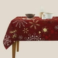 thumbnail image 6 of Christmas Red Tablecloth Square 60 x 60 Inch Winter Snowflake Square Table Cloth Polyester Fabric Xmas White Gold Snowflake Table Cover for Kitchen Party Picnic Outdoor Decor, 6 of 7