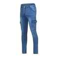 thumbnail image 3 of HBFAGFB Slim Fit Jeans for Men Stretch Denim Pant Ripped Straight Trouser Jeans with Pockets Light Blue Size S, 3 of 5