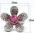 thumbnail image 2 of High polished (no plating) Stainless Steel Ring with Top Grade Crystal in Rose for Women Rose Stone Color Style TK654 Size 5, 2 of 4