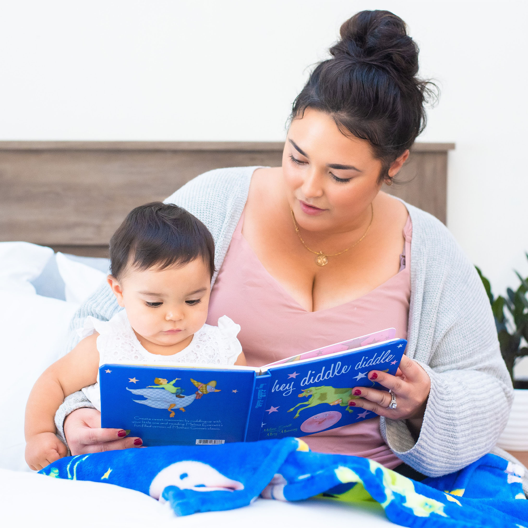 Binks & Books Hey Diddle Diddle Infant Story Book and Baby Blanket, Blue Unisex