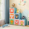 thumbnail image 2 of Costway 8-Cube Kids Wardrobe Baby Dresser Bedroom Armoire Clothes Hanging Closet with Doors Blue, 2 of 10