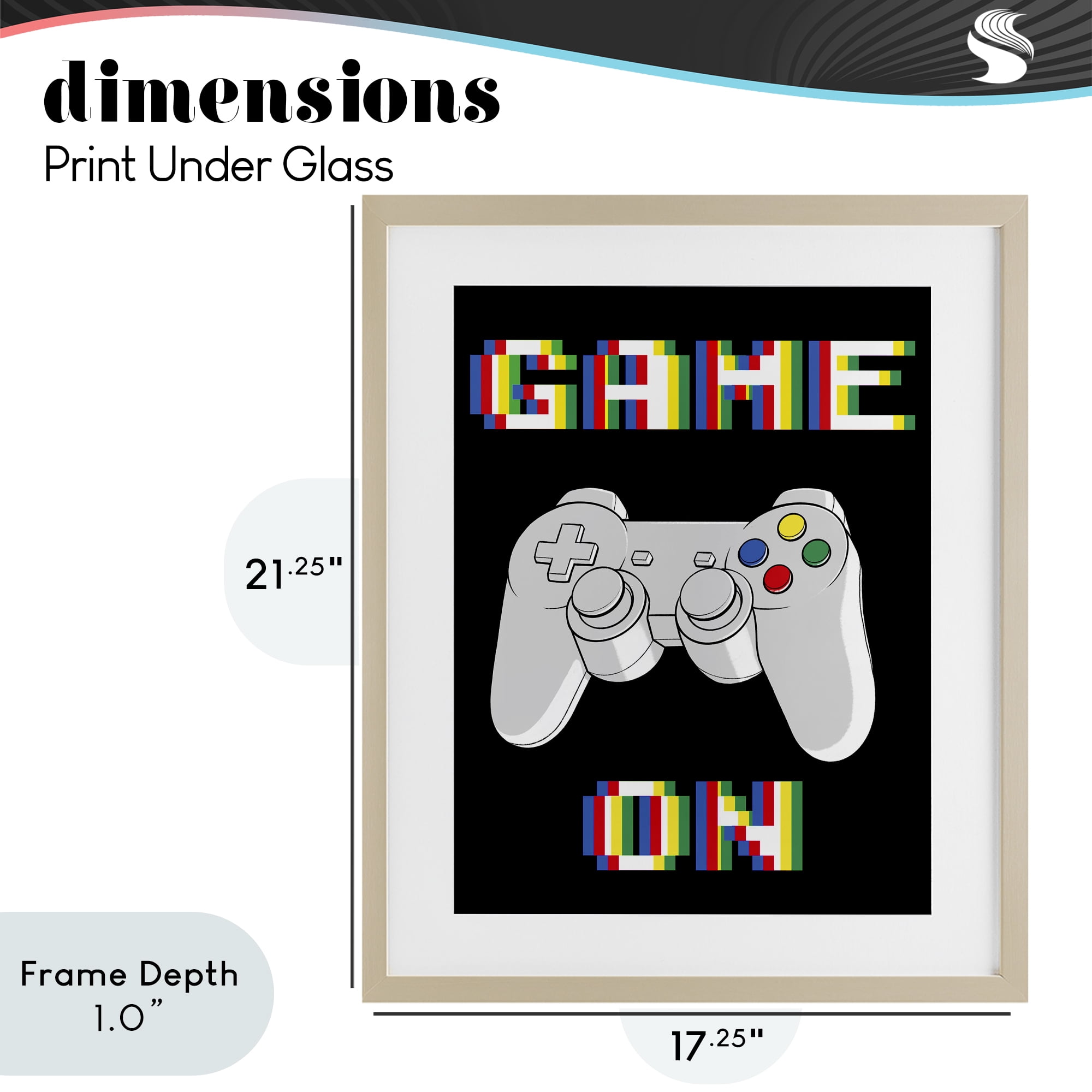 Stupell Industries Colorful Digital Game On Birch Framed Print Under Glass, design by Marcus Prime