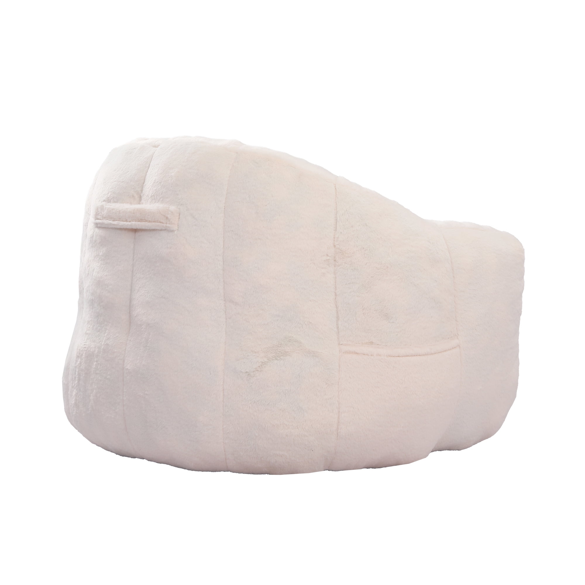 Bean Bag Chair with Armrests, Stuffed High-Density Foam, Lazy Sofa for Adults, Living Room, Bedroom, Reading, White Faux Fur