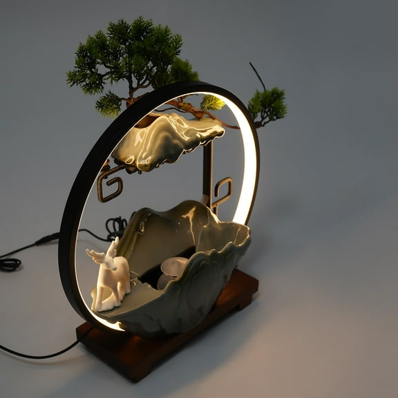 Relaxation Water Fountain, 15in Height with Warm LED Lighting, Purifies Air and Reduces Stress, Perfect for Yoga and Spa