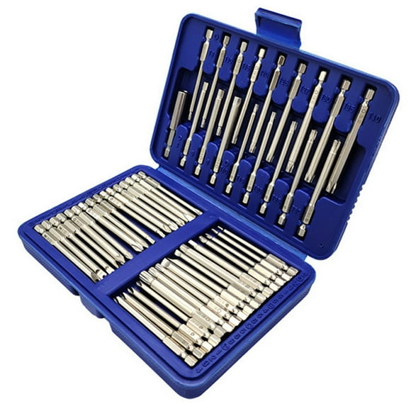 Yeacher 50Pcs Long Screwdriver Bits Set 49Pcs 75mm Cr-V Screwdriver Bits + 1Pc Magnetic Bit Holder with Storage Box