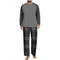 thumbnail image 2 of Mens Pajamas Sets 2 Pack Long Sleeve Crewneck Shirts and Straight Leg Pants Loungewear Outfits Casual Plaid Printed Breathable Sleepwear Pajamas Set, 2 of 7