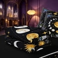 thumbnail image 5 of Homewish Moon Phase Print Zipper Full Size Comforter Sets with Fitted Sheet and 2 Pillowcases, Puprle Blue Floral Zipper Bedding Set, Black Reversible, 5 of 7