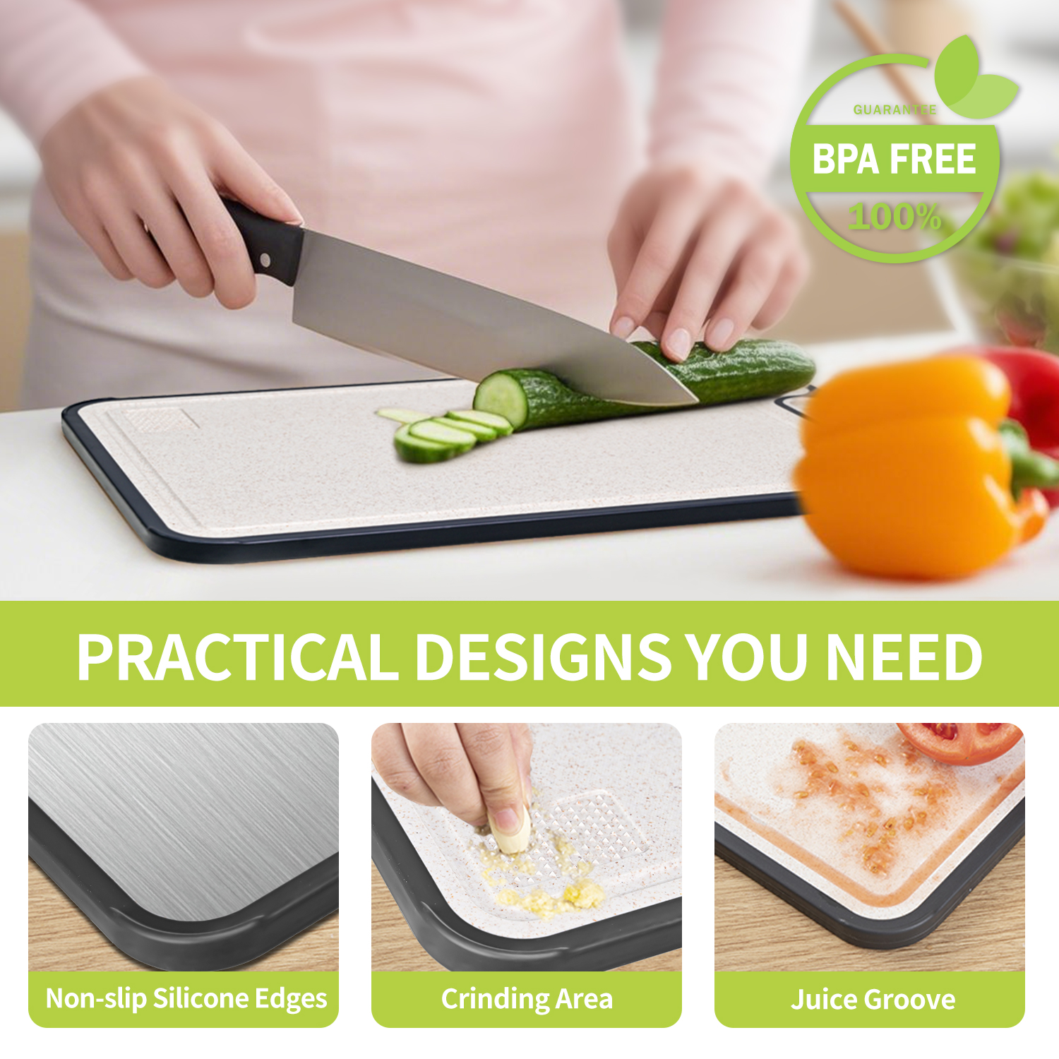 Tinana Stainless Steel Double-Sided Cutting Board, 15" photo 6