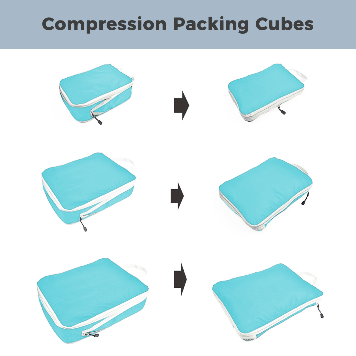 AUXDIQ 3 PCS Compression Packing Cubes Travel Luggage Organizer Bags Set Packing Organizers Compression Suitcase Bag Travel Essential Bag