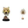 thumbnail image 1 of Escultura de mesa Cabeza de Tigre, Estatua de Cabeza de Animal, Figura Decorativa de Hojas, Resina, Hierro, Madera, Adorno Artístico, Adecuado para Do, 1 of 8