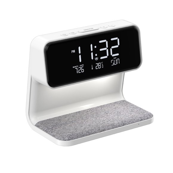 Reloj Despertador Cateissary Cargador Blanco con Pantalla y Iluminación