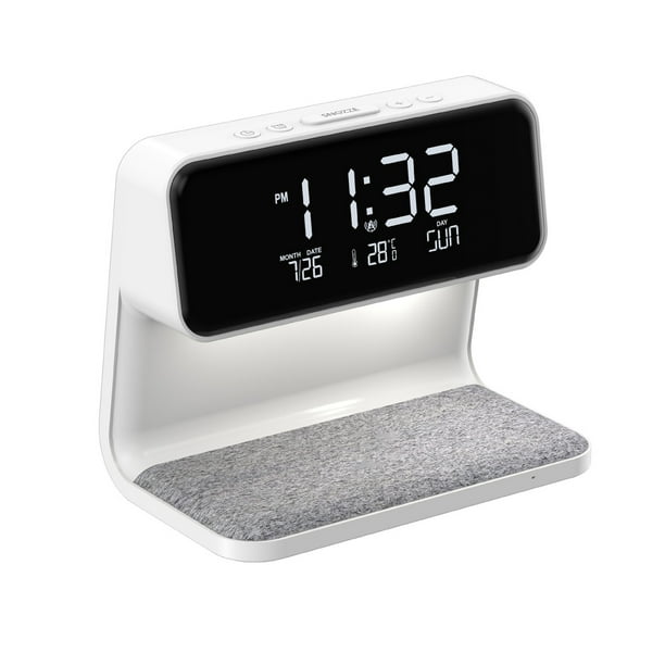 Reloj Despertador Cateissary Cargador Blanco con Pantalla y Iluminación