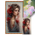 thumbnail image 1 of (1) Hilo Algodón Ecológico Bordado 11CT 3 Hebras Impresión 40x70cm Kit Serie Personajes Punto Cruz Niña Rosa Fantasía, 1 of 9