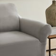 thumbnail image 4 of SureFit Hampstead Stretch Velvet Sofa Slipcover Machine Washable Couch Covers, Light Gray Sofa Cover, 4 of 5