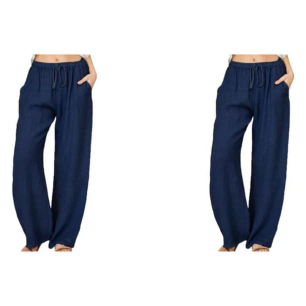 Pantalones sueltos Minnieouse para mujer de algodón casuales azul violáceo SG 2piezas