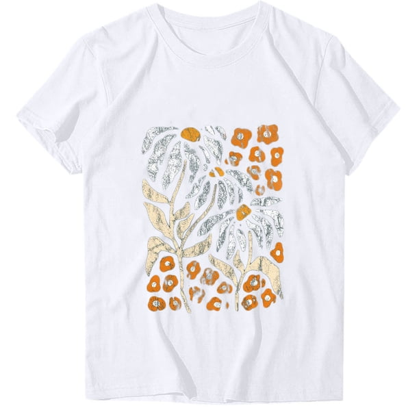 Camiseta de Manga Corta de Cuello Redondo Impresa para Mujeres, Primavera Y Verano Casual