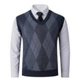 thumbnail image 2 of VBTAPA Mens Casual Argyle Sweater Vest V-Neck Sleeveless Pullover Sweaters Soft Comfy Knitwear Vests Blue M, 2 of 7