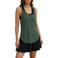 thumbnail image 3 of Telankuip Womens Summer Workout Tank Tops Fashion Sleeveless Backless Yoga Running Sports Gym Tee Shirts Soft Comfortable Solid Color Basic Cami Outdoor Activewear Army Green M, 3 of 7