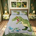 thumbnail image 2 of meiyoeat Cartoon Dinosaur Bedding for Kids Boys, Flying Dino Wildlife Duvet Cover Full, Grey Green, Grey Reversible, 3 Pieces, 1 Duvet Cover and 2 Pillowcases, 2 of 6