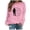 Pink, variant on Babysbule Womens Hoodless Sweatshirt Fashion Women's Casual Hoodless Round Neck Pullover Print Long Sleeve Sweatshirt