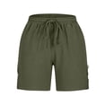 thumbnail image 5 of Cagogo Womens Elastic Waist Flowy Shorts Casual Loose Boho Beach Vacation Shorts Solid Summer Travel Denim Style Lounge Pants for Women, Army Green S, 5 of 5