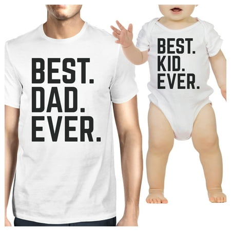 Best Dad And Kid Ever White Dad Baby Funny Matching Tops Cute (Best Gifts For Dad From Kids)