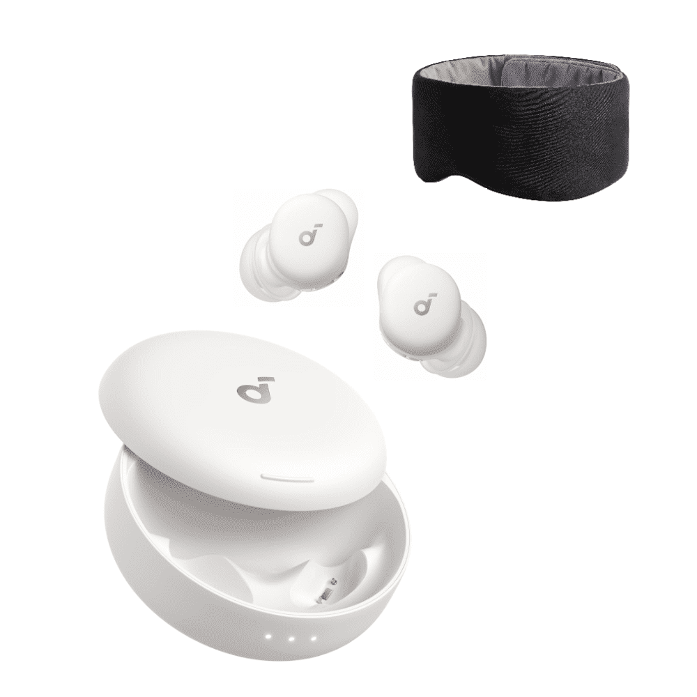 Soundcore Sleep A30 by Anker Sleep Earbuds with Eyemask, Smart Active Noise Cancelling Sleep Headphones, Adaptive Snore-Masking System, Ultra-Comfort for Side Sleepers, 48H Playtime