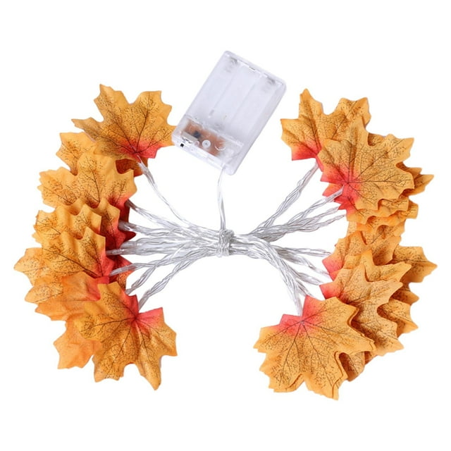 AKEGAMN Thanksgiving Halloween Battery Box LED Maple Leaf Light String Indoor And Outdoor Decorative Light String 6 Meters 40 Lights Double Leaf Three Battery Box Please protect it when using it out