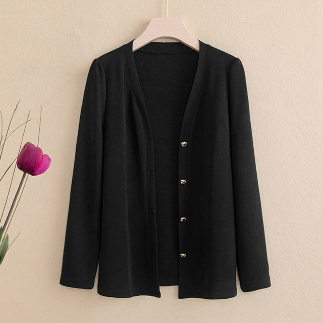 Qetyuw Knit Sweater Cardigan for Women Plus Size Long Sleeve Open Front Cardigans Button Down Casual Lightweight Coat