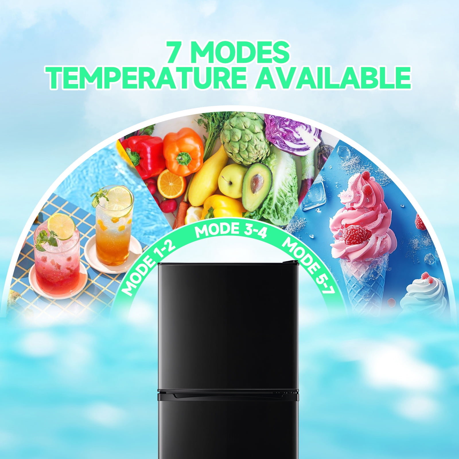 TACOOL 4.0 Cu.ft Small Refrigerator Mini Fridge for Bedroom Drink Holder Large Capacity Suit for Home, Apartment, Office Black