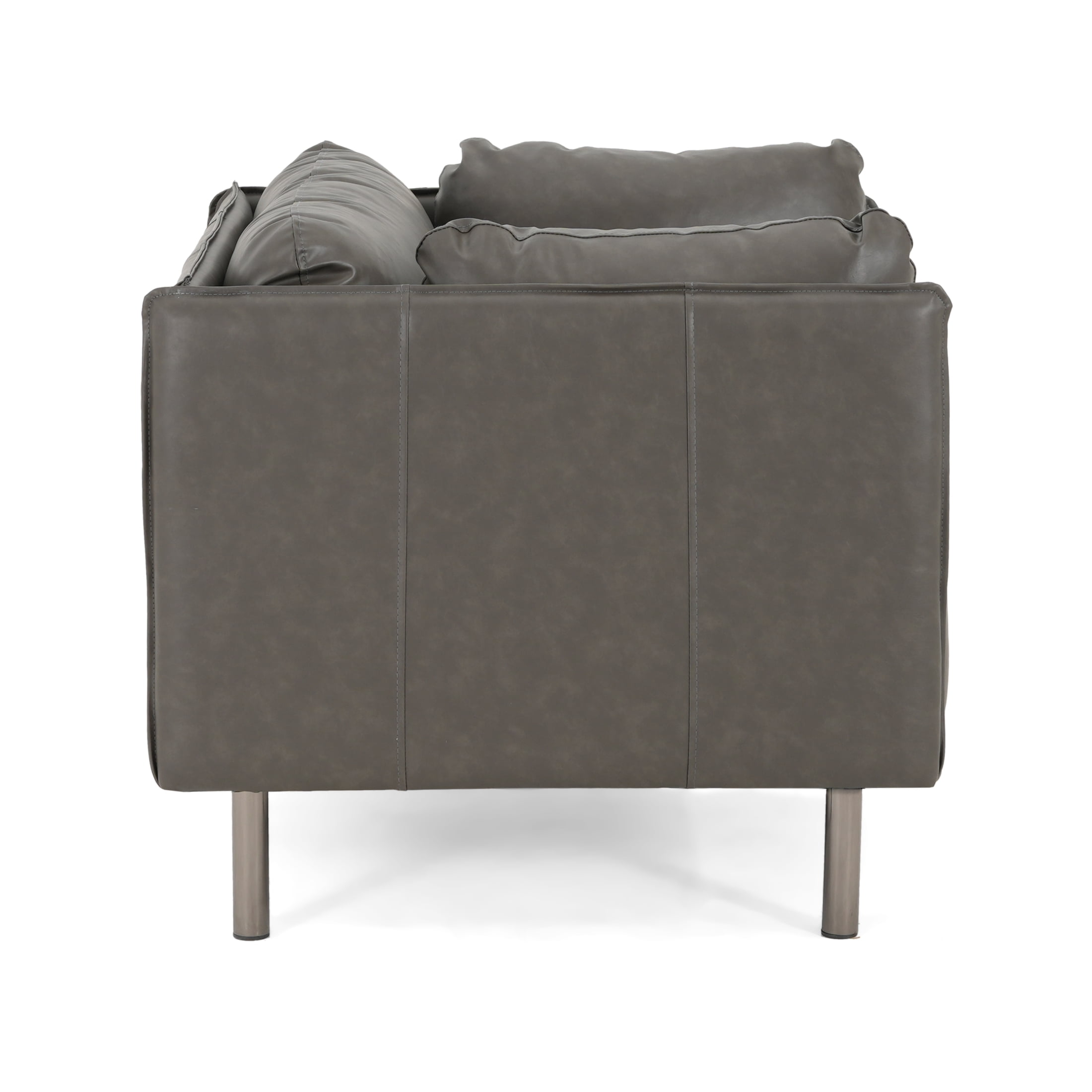 Christopher Knight Home Modern PU Upholstery Lounge Chair, Solid Wood Frame, Metal Legs, Dark Grey