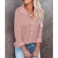 thumbnail image 2 of Blusa informal para mujer, blusa con cuello en V, blusa de manga larga, blusas de moda para mujer, estética elegante, 2 of 6