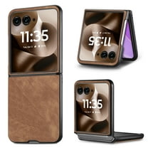 for Motorola Razr  2024 Luxury Case, PU Leather   PC Lightweight Slim Fit Anti-Scratch Classic Shockproof Protective Thin Phone Cover for Motorola Razr  2024, Brown