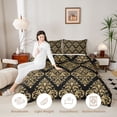 thumbnail image 3 of jejeloiu Opulent Damask Queen Comforter Set,Gold Print Comforter Sets Queen For Adults,Black Gold,Black Reversible,3pcs,1 Comforter and 2 Pillowcases, 3 of 7