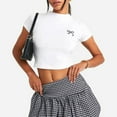 thumbnail image 6 of Michellecmm  Women Summer Bubble Skirts Plaid Print Elastic Mini A-Line Skirt, 6 of 7