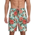 thumbnail image 1 of Balery Rose Flowers Pantalones cortos de pijama de punto de algodón para hombre con cinturilla y bolsillos-4X-Large, 1 of 6