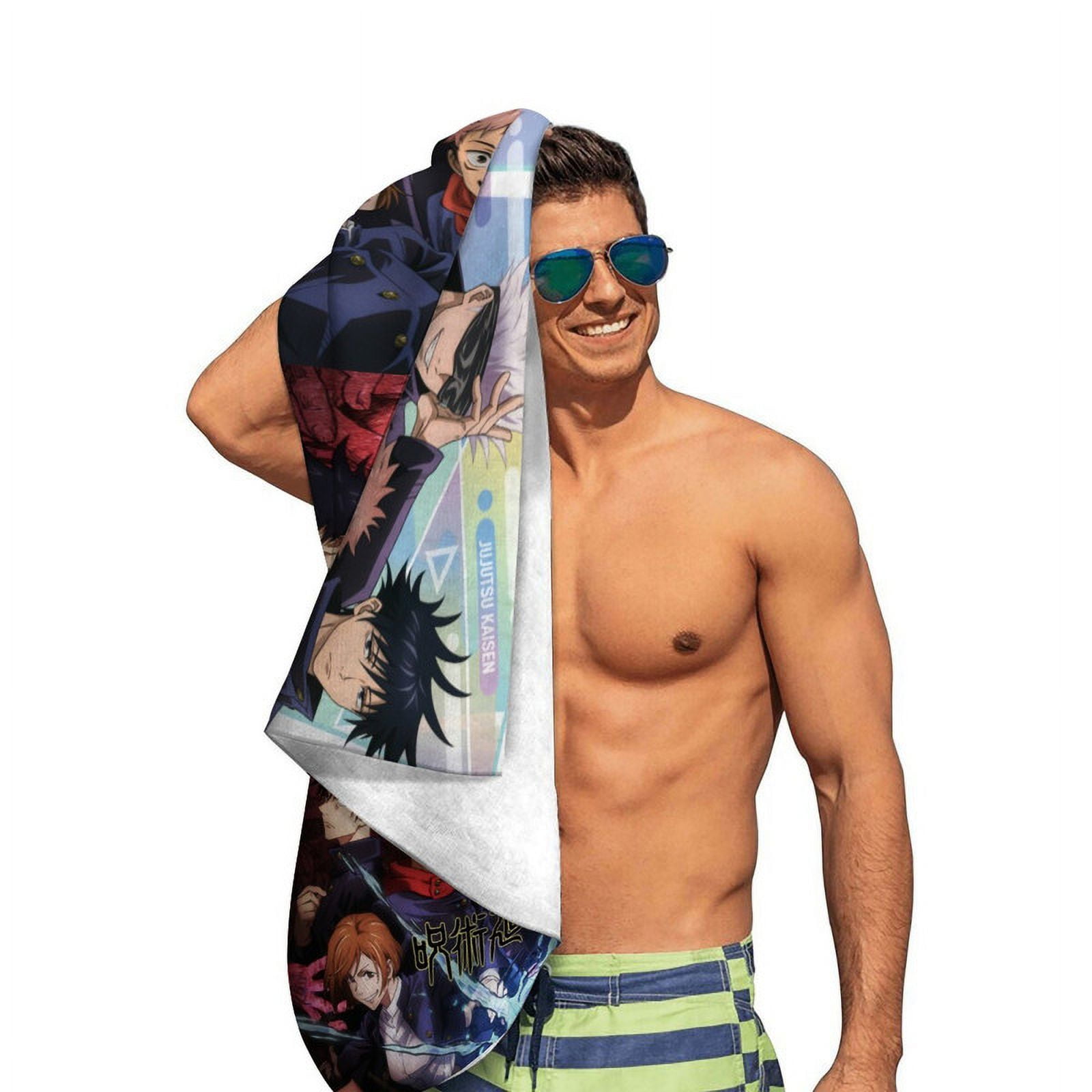 Jujutsu Kaisen Satoru Gojo Geto Suguru Anime Gifts Beach Towel for Women Kids Birthday Bath Outdoor Quick Dry Lightweight 30.7×63in
