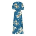 thumbnail image 3 of Weiqiqre Women Dresses Summer Dresses Casual Floral Short Sleeve V Neck Dress with Pockets, 3 of 4