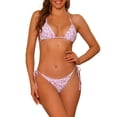 thumbnail image 1 of INSPIRAR CHIC Conjuntos de Bikini de Leopardo para Mujeres, 2 Piezas, Parte Inferior de Triángulo con Lazo Lateral, Trajes de Baño, Grande, Rosa, 1 of 5