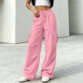 thumbnail image 5 of Womens Pants Zeliretfy Women's Baggy Cargo Sweatpants Wide Leg Pants Athletic Open Bottoms Joggers Casual Athletic Workout Pants with Elastic Waist Lounge Loose Fit Hiking Running Going out, 5 of 9