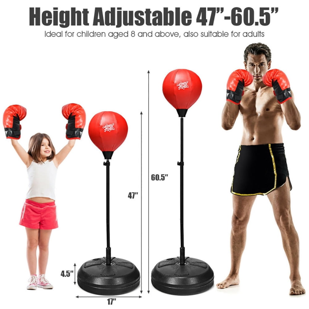 Spaco Adjustable Height Punching Bag with Stand Plus Boxing Gloves for Both Adults and Kids, Punching Bag with Stand Plus Boxing Gloves
