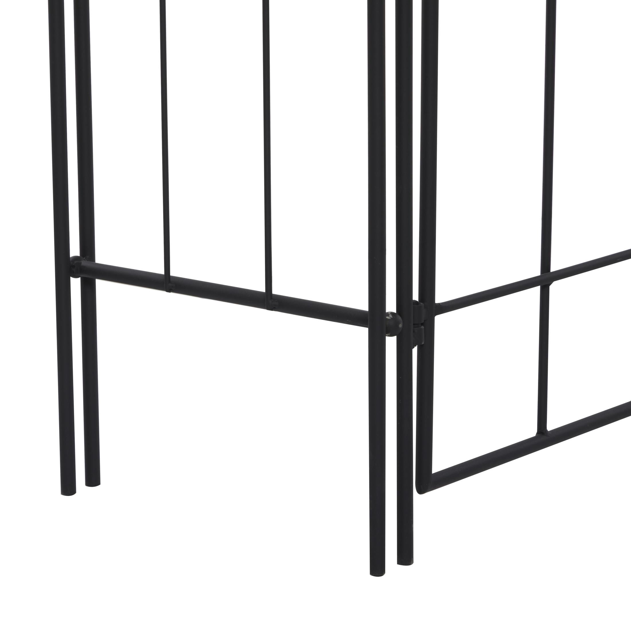 DecMode 86" Indoor Outdoor Arched Gate Black Metal Garden Arbor with Lattice Work Sides