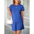 thumbnail image 4 of Women Loungewear Set Short Sleeve Tops & Shorts 2 Piece Outfits Set with Pockets, 4 of 6