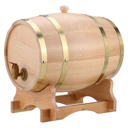 Barril de whisky, barril de whisky de brandy de vino negro a rayas retro Contenedor de cubo de vino tinto de roble con grifo(10L)