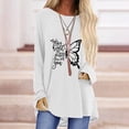 thumbnail image 4 of 2025 Clearance! 50% Off Clear! asdoklhq Womens Plus Size Tops Clearance,Casual Butterfly Plaid Print Full Round Neck Loose Tops Blouse, 4 of 6