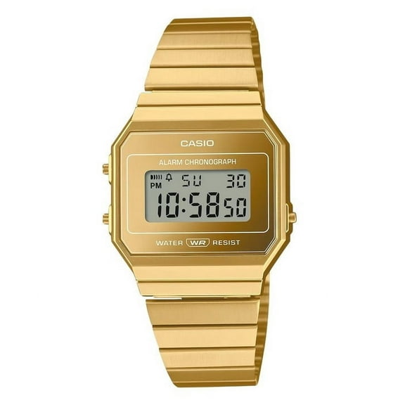 Casio by Casio Unisex 21mm Vintage Digital Stainless Steel Quartz Wristwatch, Gold, A700WEVG-9A