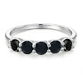 thumbnail image 3 of Gem Stone King 925 Sterling Silver Black Onyx Wedding Engagement Anniversary Promise Ring for Women (1.10 Cttw, Round 4MM, Gemstone Birthstone, Available in Size 5, 6, 7, 8, 9), 3 of 6