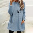 thumbnail image 1 of Qertyioot Hauts Grande Taille pour Femmes, Blouse à Manches Longues Chaude pour Femmes à Col Rond et d'Hiver, Ample, Imprimée, avec Poche, 1 of 4