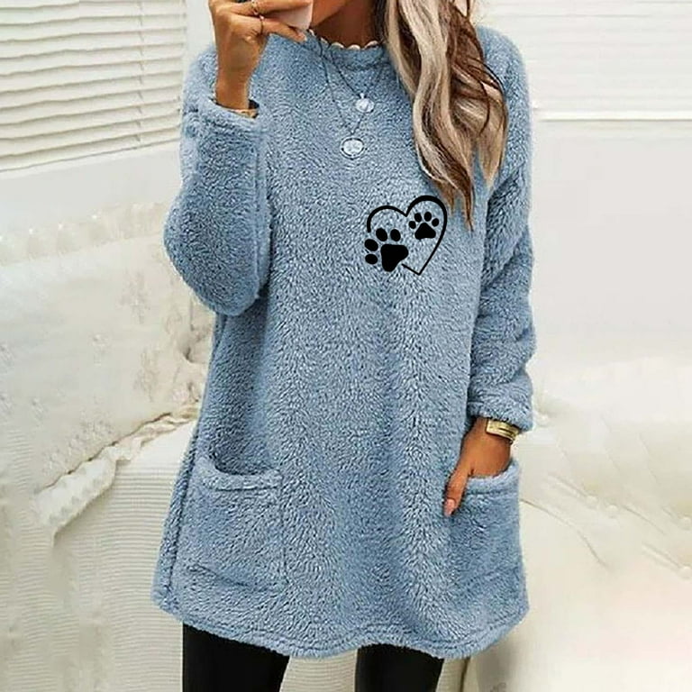 Light Royal Blue T Shirt for Women Winter Fall Long Sleeve Boat